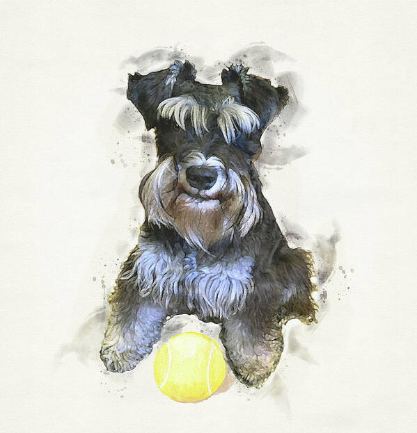 Dog Art Print featuring the mixed media Trixie With Her Ball by Deborah League