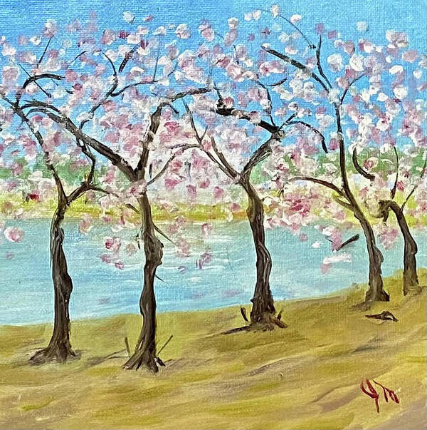 Cherry Blossoms Art Print featuring the painting Tuesday 2002 Full Bloom by John Macarthur