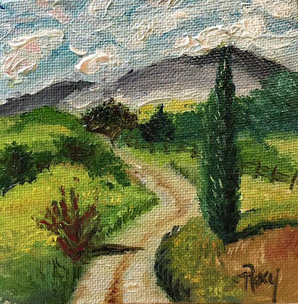 Tuscany Art Print featuring the painting Tuscan Winding Road by Roxy Rich