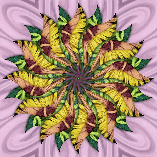 Spin-flower Mandala Art Print featuring the digital art Twirlbloomia Pinkaswirlus by Becky Titus