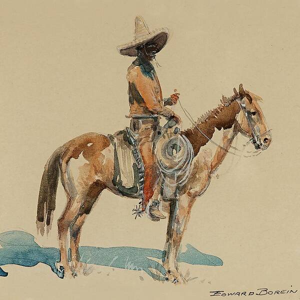 “edward Borein” Art Print featuring the digital art Vaquero Cowboy Art by Patricia Keith