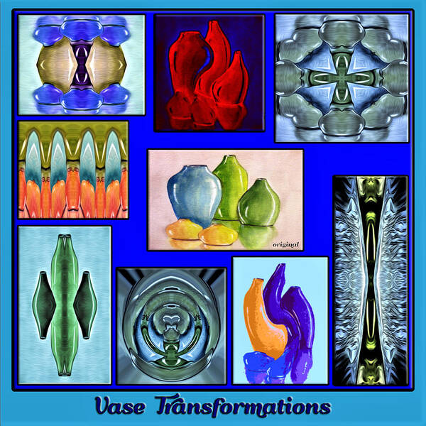 Living Room Art Print featuring the digital art Vase Transformations - Collage by Ronald Mills