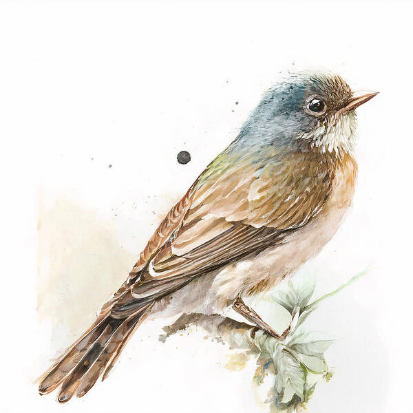 Bird Art Art Print featuring the painting Vintage Bird Watercolor Drawing, Bird Illustration by Mounir Khalfouf
