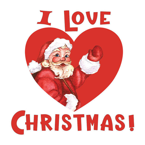 Vintage Christmas Santa Art Print featuring the digital art Vintage Christmas Santa Heart by Bob Pardue