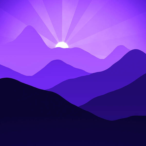 Violet Art Print featuring the digital art Violet Mountain Dream Abstract Minimalism by Matthias Hauser