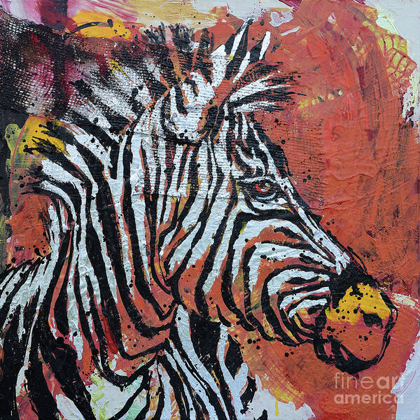  Art Print featuring the painting Watchful Zebra by Jyotika Shroff