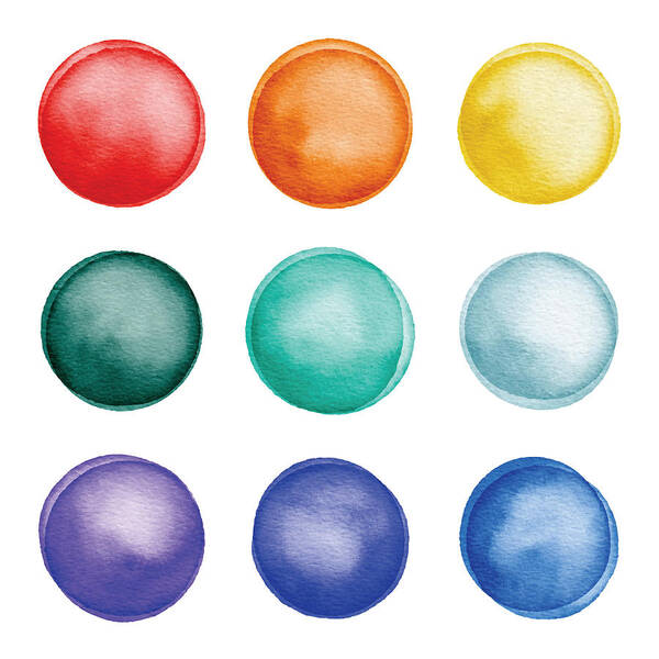 Empty Art Print featuring the drawing Watercolor Colorful Dots Set by Saemilee