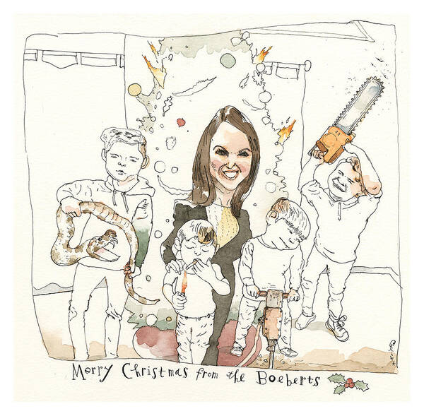 We Wish You A Wary Christmas! Art Print featuring the painting We Wish You a Wary Christmas by Barry Blitt