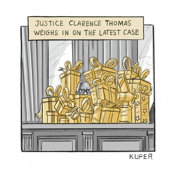 Captionless Art Print featuring the drawing Weighing in on the Latest Case by Peter Kuper