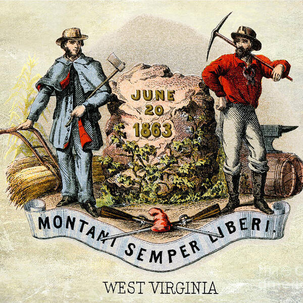 West Virginia Coat Of Arms Art Print featuring the photograph West Virginia Coat of Arms 1876 by Jon Neidert