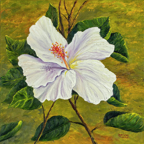 Flower Art Print featuring the painting White Hibiscus by Darice Machel McGuire