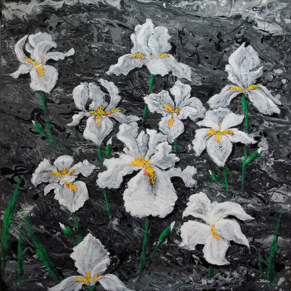 Floral Art Print featuring the painting White Irises by Vallee Johnson