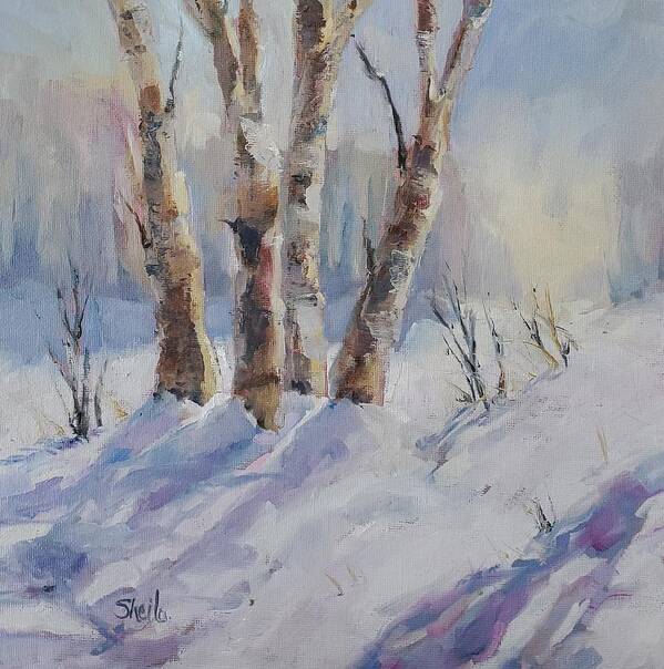 Landscape Art Print featuring the painting Winter Birches by Sheila Romard