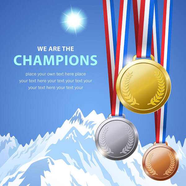 Scenics Art Print featuring the drawing Winter Champion Medals by Exxorian