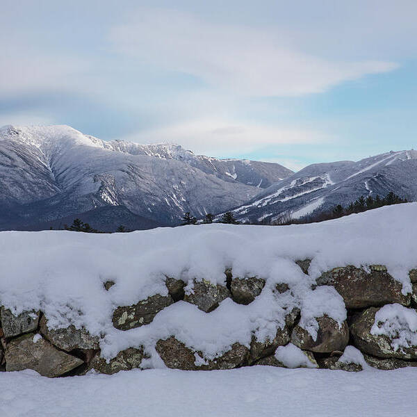 Winter Art Print featuring the photograph Winter Stone Wall Sugar Hill View by White Mountain Images