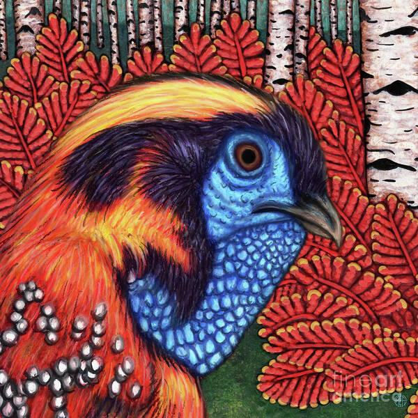 Pheasant Art Print featuring the painting Woodland Tragopan by Amy E Fraser