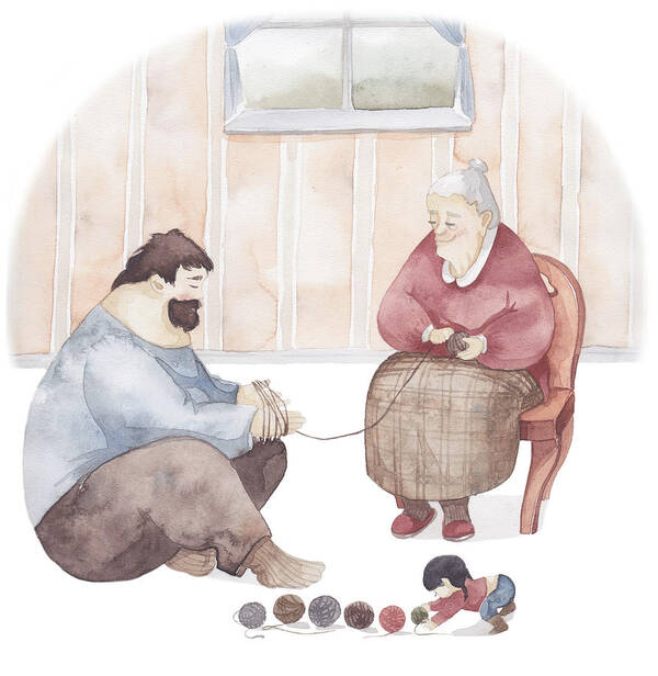 Father Art Print featuring the drawing A ball of yarn by Soosh