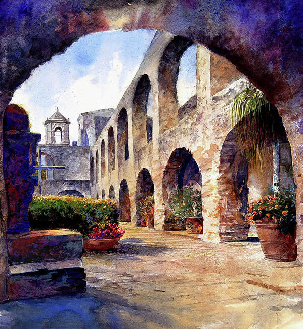 Architecture Art Print featuring the painting The Mission #1 by Andrew King
