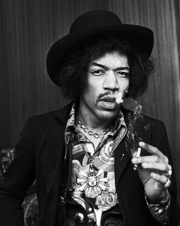 Jimi Hendrix Art Print featuring the photograph Jimi Hendrix Smoking 1967 by Chris Walter