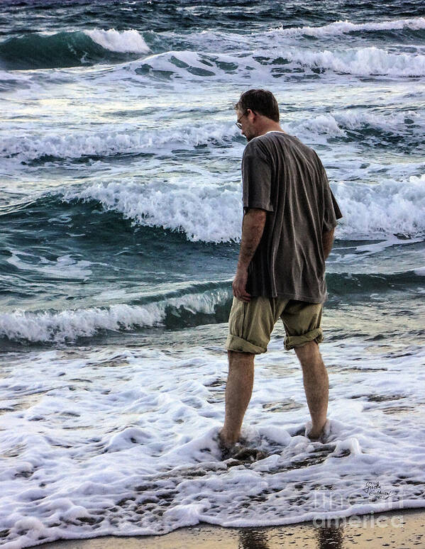 Ocean Art Print featuring the photograph a Man and the Sea by Ginette Callaway