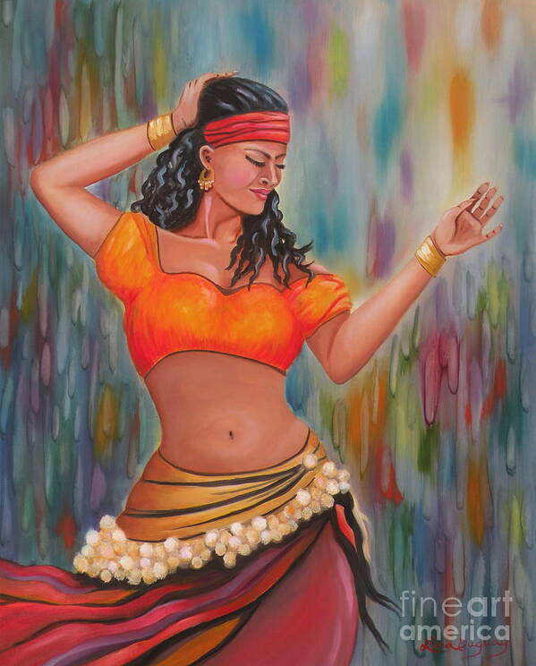 Gypsy Dancer Art Print featuring the painting Marika the Gypsy Dancer by Lora Duguay