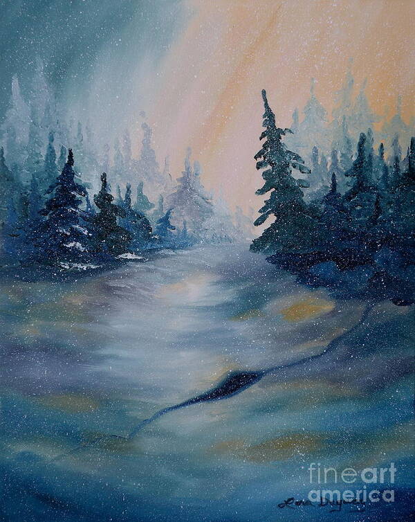 Snowscape Art Print featuring the painting Snowstorm by Lora Duguay