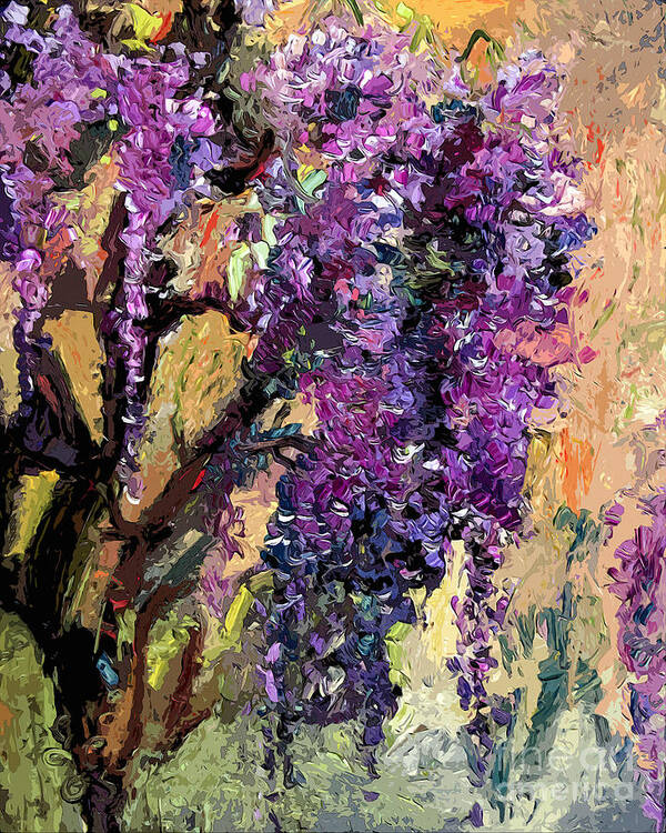 Wisteria Art Print featuring the painting Wisteria Modern Decor by Ginette Callaway