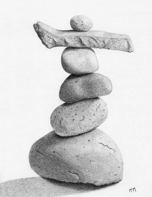 Cairn Art Print featuring the drawing Balance 4 drawing by Garry McMichael