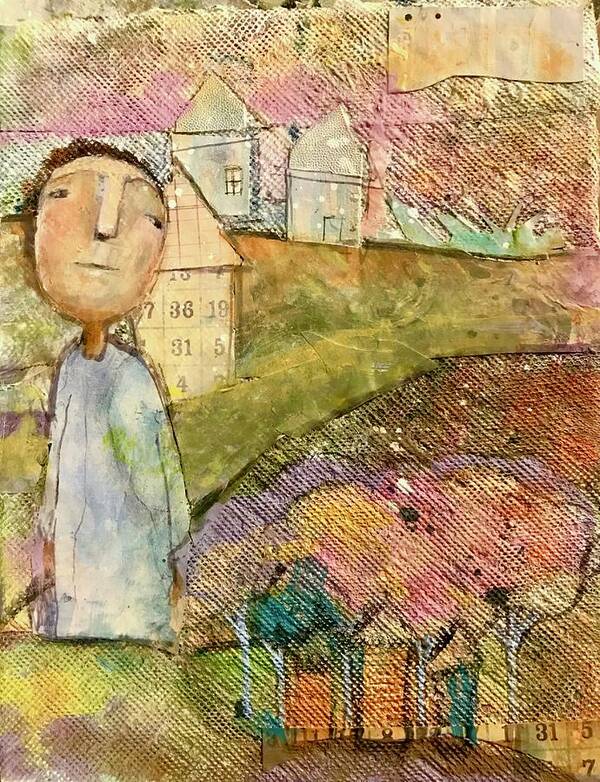 Whimsical Figure Art Print featuring the mixed media Longings by Eleatta Diver