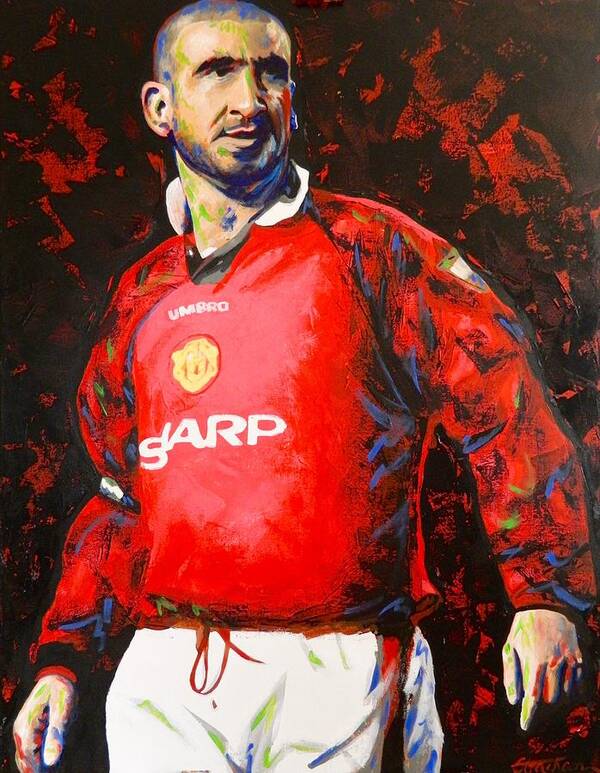 Football Eric Cantona Manchester United Picture On Framed Canvas Wall Art Decor 