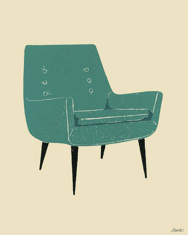 Chair Art Print featuring the digital art Blue Chair by Mary Lynn Blasutta