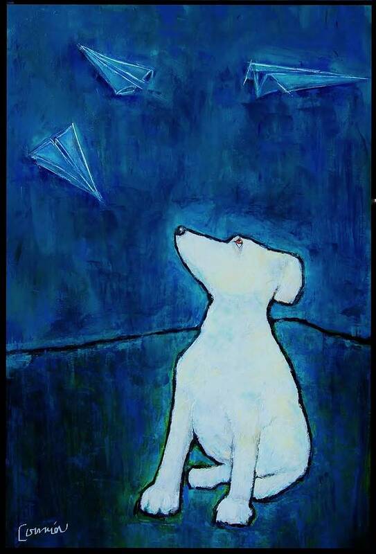 Dog Art Print featuring the painting Air Traffic Control by Jean Cormier