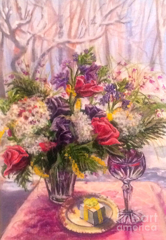 Floral Art Print featuring the painting Birthday Flowers by Gail Allen