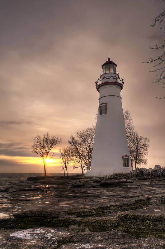 2x3 Art Print featuring the photograph Winter Sunrise at Marblehead Lighthouse - Portrait by At Lands End Photography