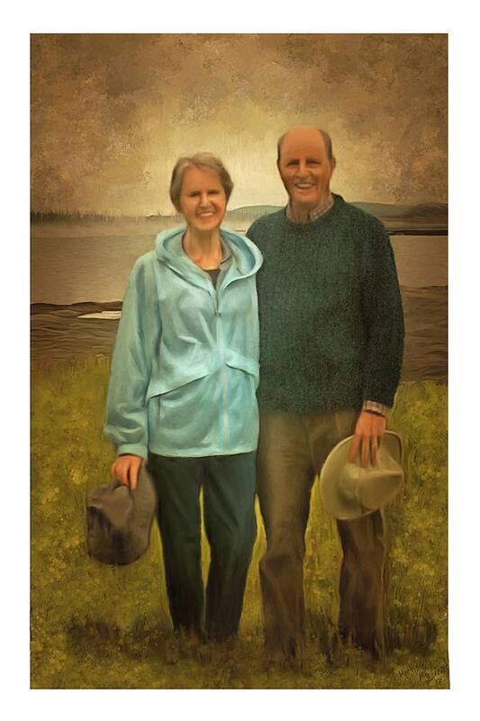  Art Print featuring the digital art Portrait of Joe and Denise by Michael Malicoat
