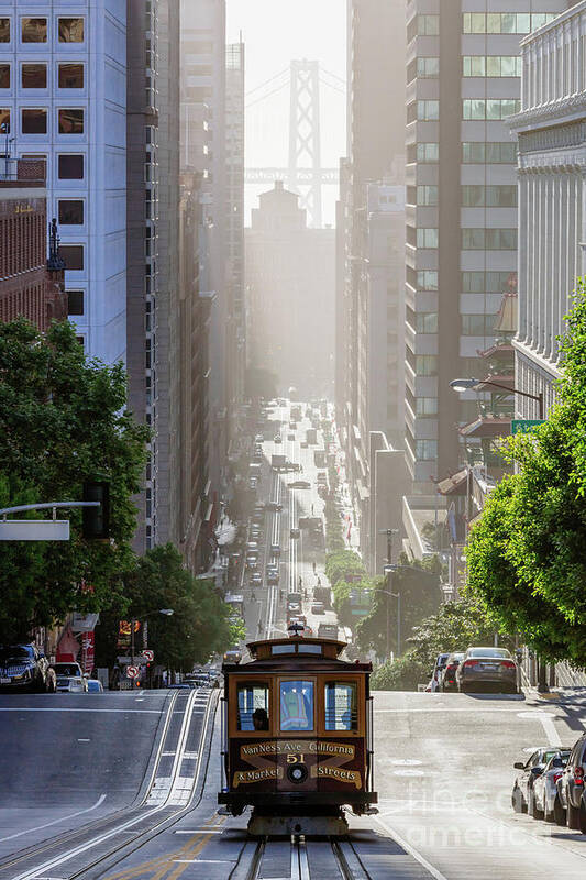 San Francisco Art Print featuring the photograph Cable car in California street, San Francisco, California, USA #1 by Matteo Colombo