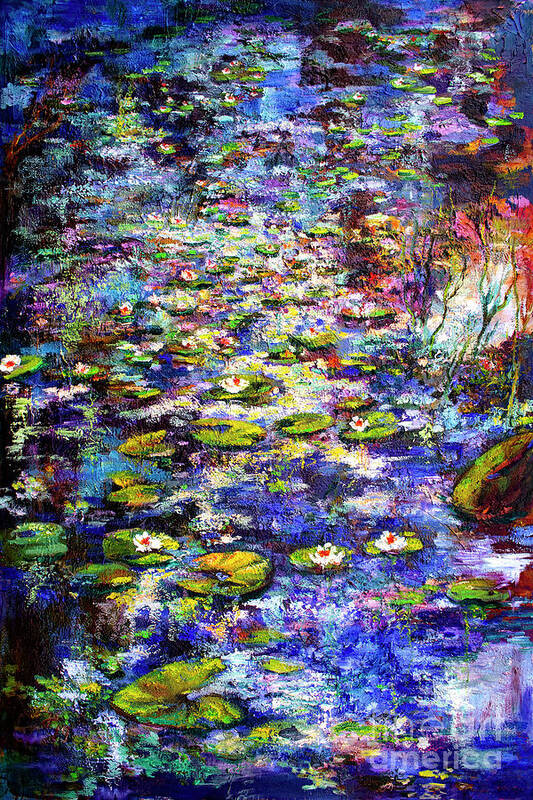 Lily Pond Art Print featuring the painting Lily Pond impressions Oil Painting by Ginette Callaway