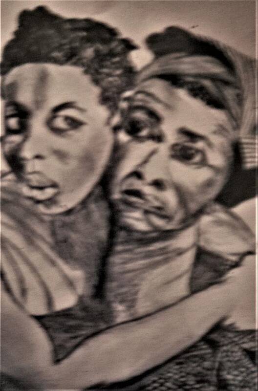 Art By Delorys Welch Tyson Art Print featuring the drawing Mother and Daughter 2 by Delorys Tyson