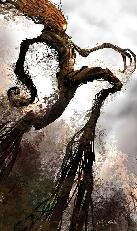 Concept Art Art Print featuring the digital art Treeman by Alex Ruiz