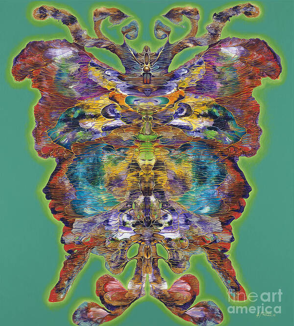 Butterfly Art Print featuring the painting Papalotl Series Vlll by Ricardo Chavez-Mendez