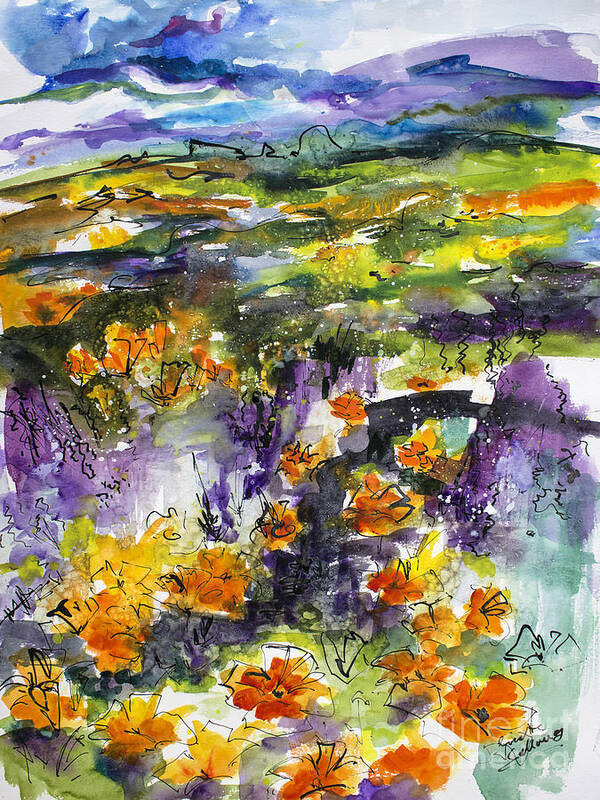 Poppies Art Print featuring the painting Abstract California Poppies by Ginette Callaway