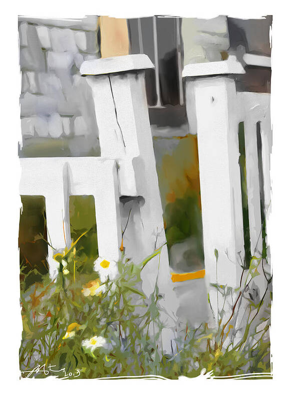 Gate Art Print featuring the painting Don't Pick The Daisies by Bob Salo