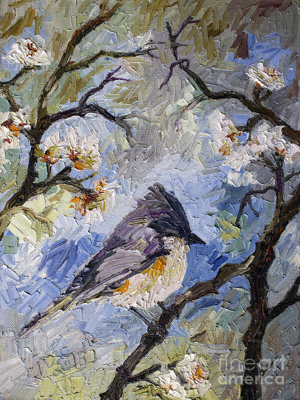 Birds Art Print featuring the painting Little Bird in my Garden by Ginette Callaway
