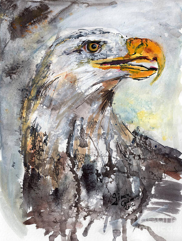 Animals Art Print featuring the painting Bald Eagle by Ginette Callaway