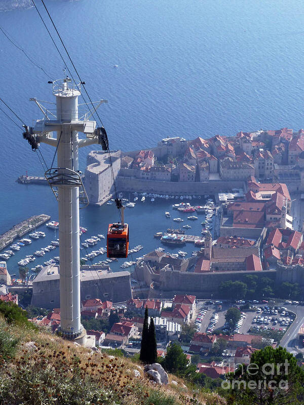 Dubrovnik Cable Car Art Print featuring the photograph Dubrovnik Cable Car - Old City - Croatia by Phil Banks
