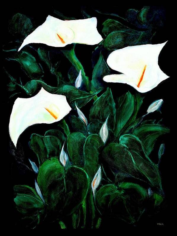 Lilies Art Print featuring the painting Garden Lilies by VIVA Anderson