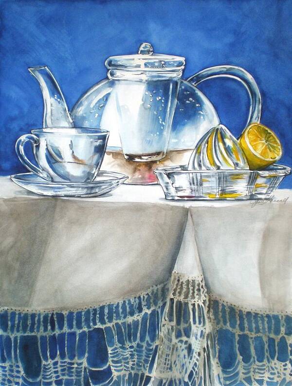 Watercolor Art Print featuring the painting Lemon With Your Tea by Jane Loveall