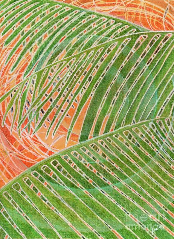 Tropical Art Print featuring the painting Palm Circles by Amelia Stephenson at Ameliaworks