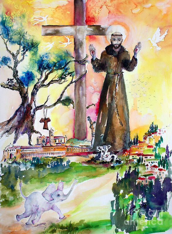 Italy Art Print featuring the painting Saint Francis of Assisi Italy by Ginette Callaway