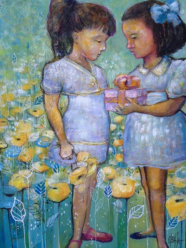 Girls Art Print featuring the painting The Gift by Eleatta Diver